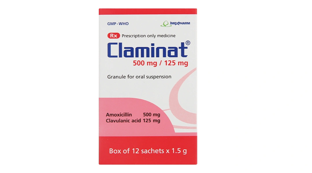 Cốm pha hỗn dịch uống Claminat 500mg/125mg trị nhiễm khuẩn (12 gói x 1.5g) - 2