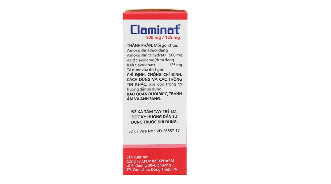 Cốm pha hỗn dịch uống Claminat 500mg/125mg trị nhiễm khuẩn (12 gói x 1.5g) - 3
