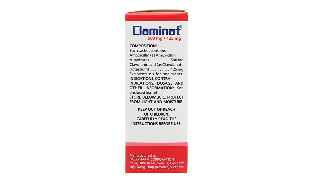 Cốm pha hỗn dịch uống Claminat 500mg/125mg trị nhiễm khuẩn (12 gói x 1.5g) - 4