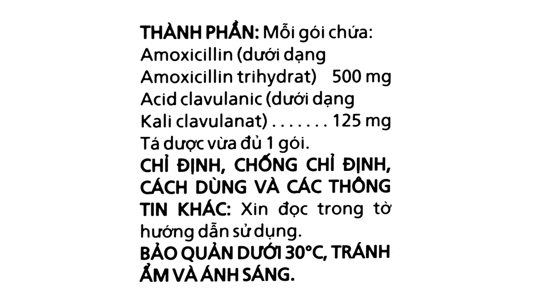 Cốm pha hỗn dịch uống Claminat 500mg/125mg trị nhiễm khuẩn (12 gói x 1.5g) - 5