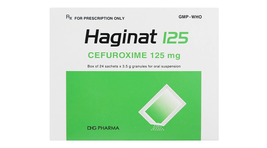 Cốm pha hỗn dịch uống Haginat 125 trị nhiễm khuẩn do vi khuẩn nhạy cảm (24 gói x 3.5g) - 1