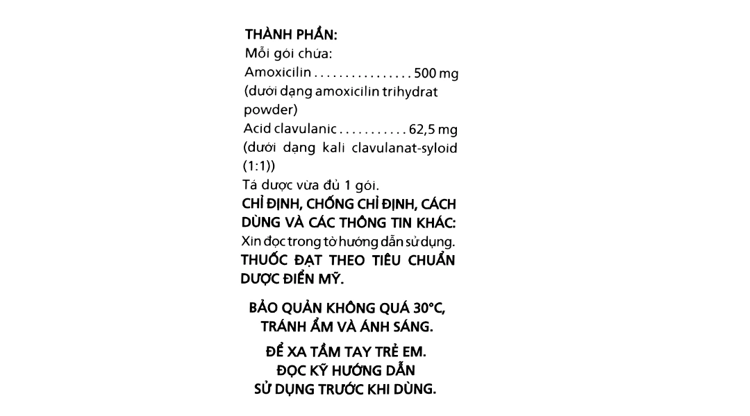 Bột pha hỗn dịch uống Claminat 500mg/62.5mg trị nhiễm khuẩn túi 12 gói - 4