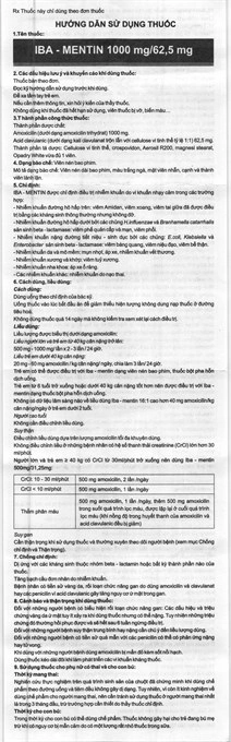 Iba-mentin 1000mg/62.5mg trị nhiễm khuẩn (2 vỉ x 7 viên) - 4
