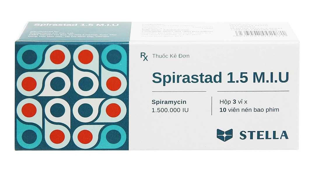 Spirastad 1.5 M.I.U trị nhiễm khuẩn (3 vỉ x 10 viên) - 1