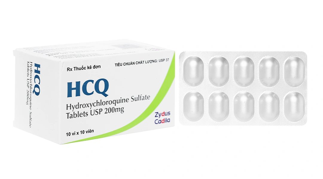 HCQ 200mg trị sốt rét cấp, lupus ban đỏ và viêm khớp dạng thấp (10 vỉ x 10 viên) - 