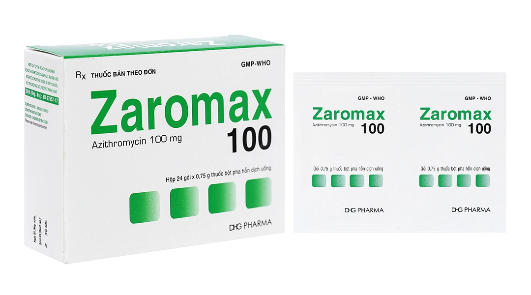 Bột pha hỗn dịch uống Zaromax 100 trị nhiễm khuẩn (24 gói x 0.75g) - 