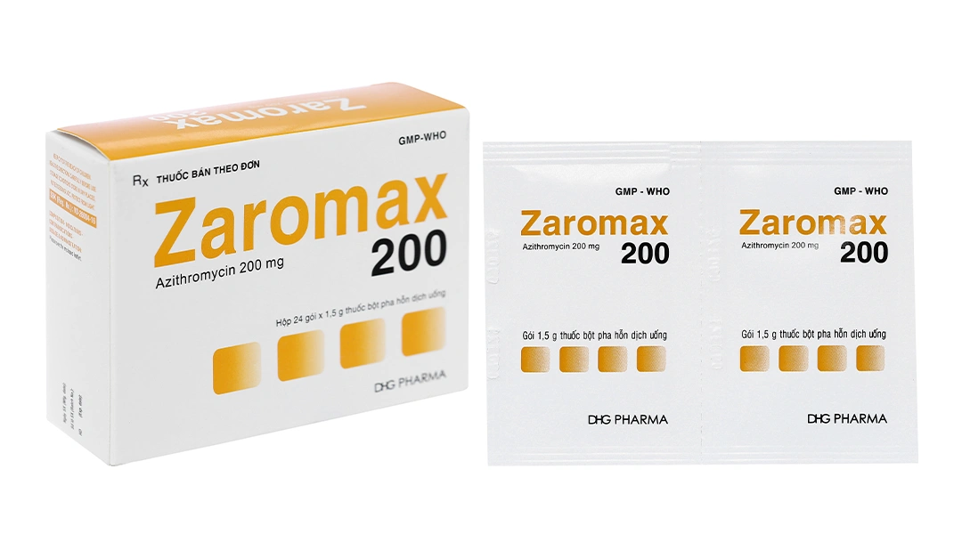 Bột pha hỗn dịch uống Zaromax 200 trị nhiễm khuẩn (24 gói x 1.5g) - 