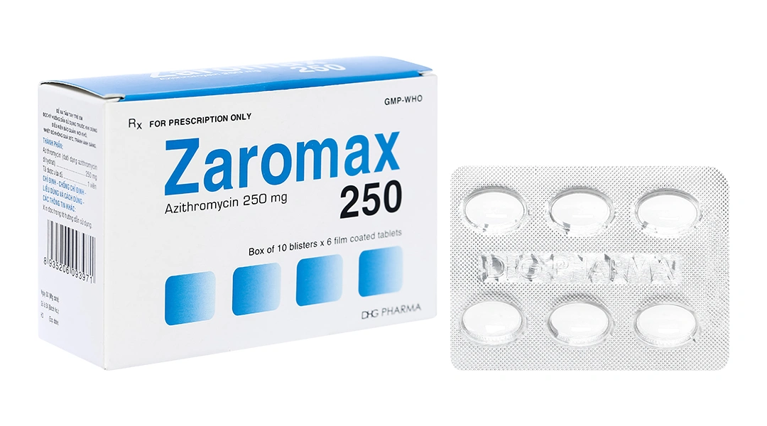 Zaromax 250 trị nhiễm khuẩn (10 vỉ x 6 viên) - 