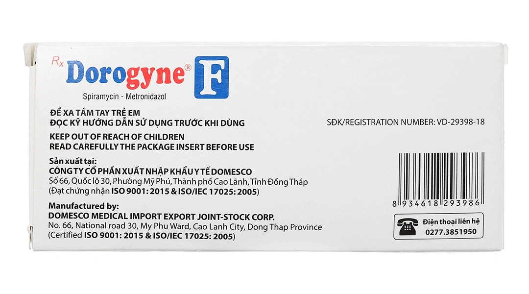Dorogyne F trị nhiễm khuẩn, nhiễm trùng răng miệng (2 vỉ x 5 viên) - 1