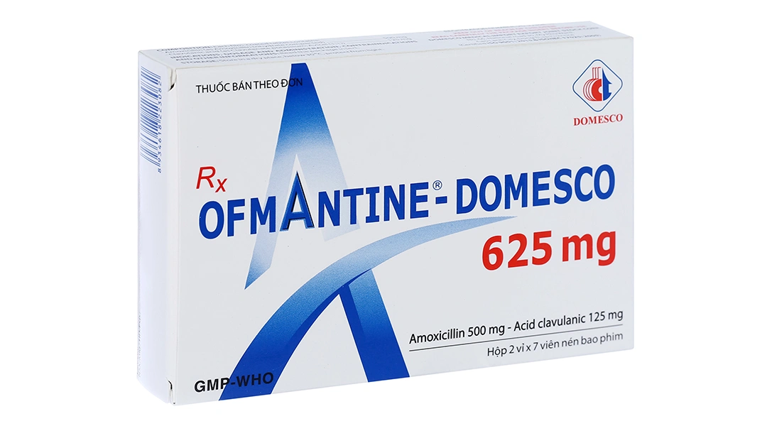 Ofmantine - Domesco 625mg trị nhiễm khuẩn nhạy cảm (2 vỉ x 7 viên) - 1