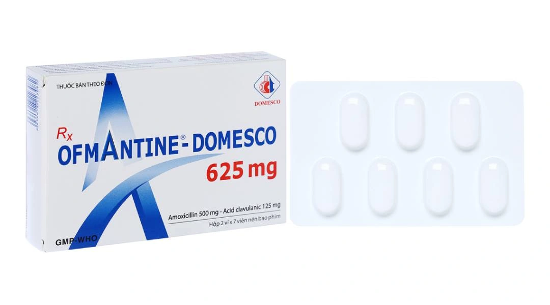Ofmantine - Domesco 625mg trị nhiễm khuẩn nhạy cảm (2 vỉ x 7 viên) - 