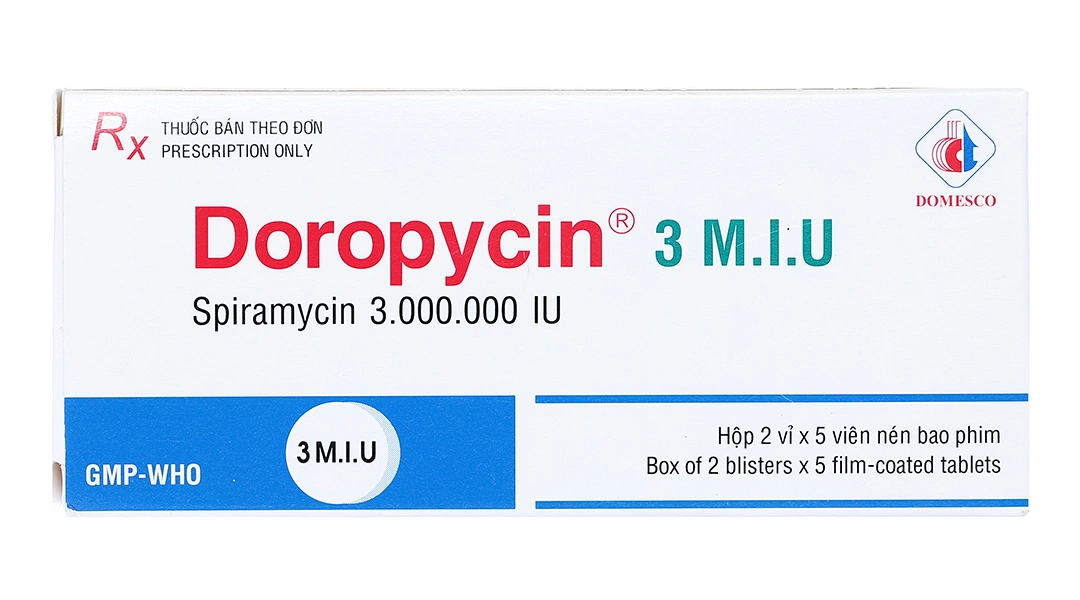 Doropycin 3 M.I.U trị nhiễm khuẩn đường hô hấp (2 vỉ x 5 viên) - 1