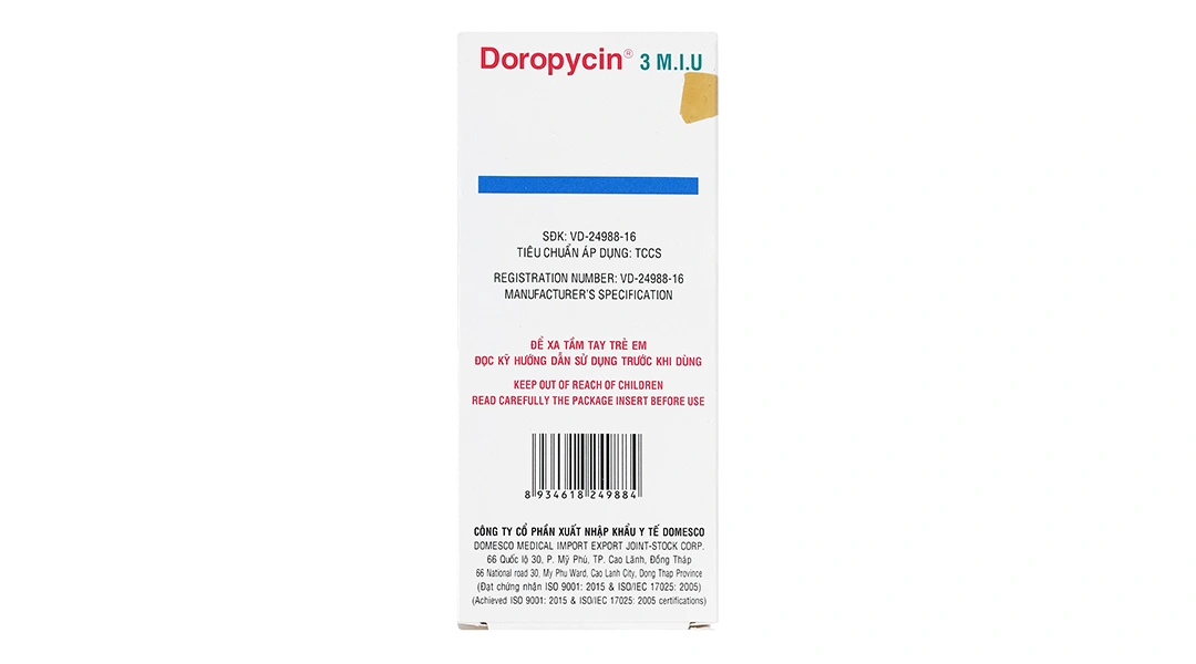 Doropycin 3 M.I.U trị nhiễm khuẩn đường hô hấp (2 vỉ x 5 viên) - 2