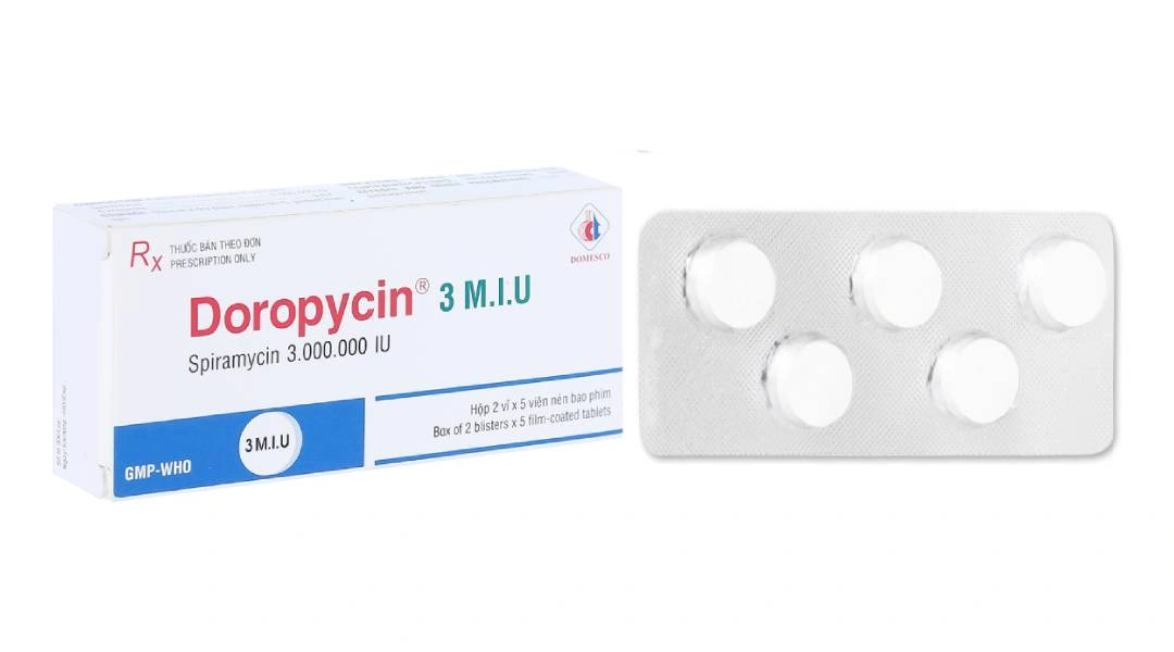 Doropycin 3 M.I.U trị nhiễm khuẩn đường hô hấp (2 vỉ x 5 viên) - 