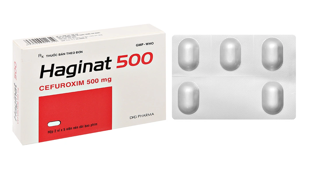 Haginat 500 kháng sinh trị nhiễm khuẩn đường hô hấp (2 vỉ x 5 viên) - 