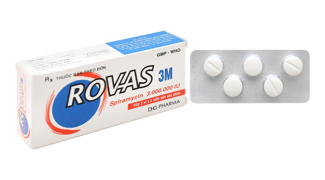 Rovas 3M 3M.IU trị nhiễm khuẩn đường hô hấp, da, sinh dục (2 vỉ x 5 viên) - 