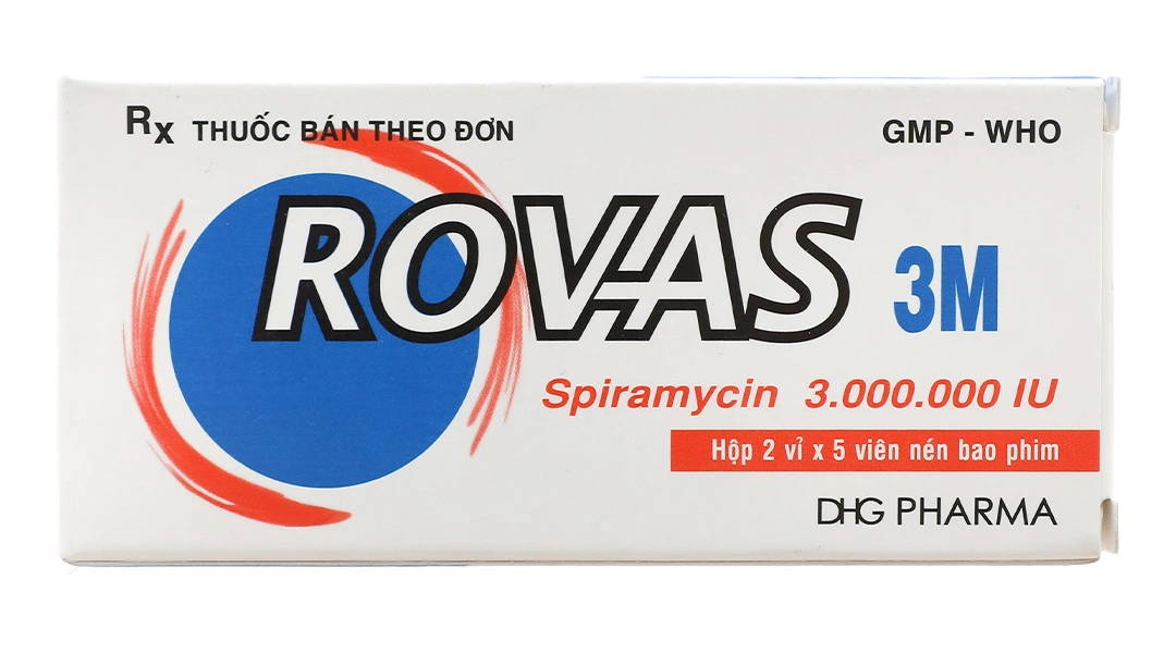 Rovas 3M 3M.IU trị nhiễm khuẩn đường hô hấp, da, sinh dục (2 vỉ x 5 viên) - 1