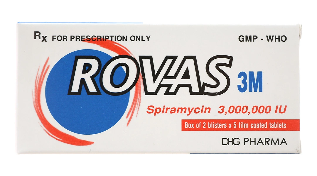 Rovas 3M 3M.IU trị nhiễm khuẩn đường hô hấp, da, sinh dục (2 vỉ x 5 viên) - 2