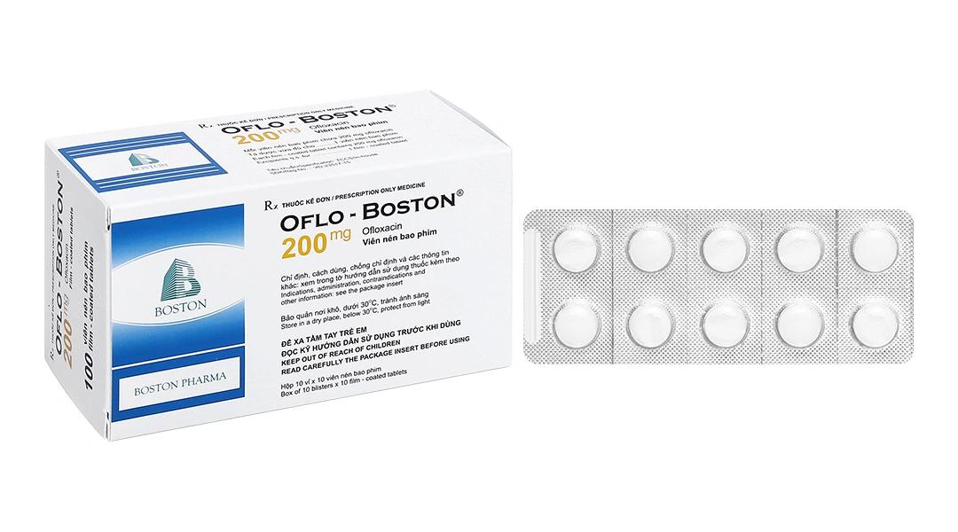 Oflo - Boston 200mg trị nhiễm khuẩn (10 vỉ x 10 viên) - 