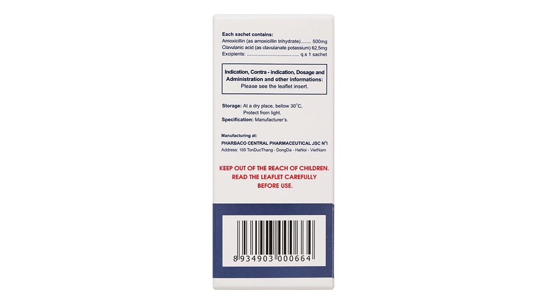 Bột pha hỗn dịch uống Vigentin 500mg/62.5mg trị nhiễm khuẩn (12 gói x 2g) - 2