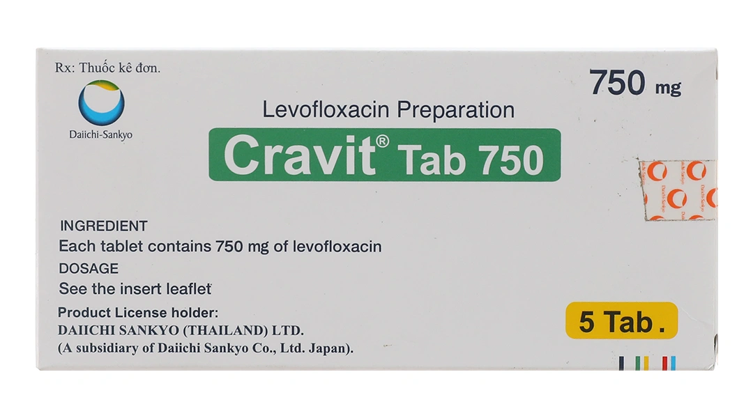Cravit Tab 750 trị nhiễm khuẩn nhẹ, trung bình và nghiêm trọng (1 vỉ x 5 viên) - 2