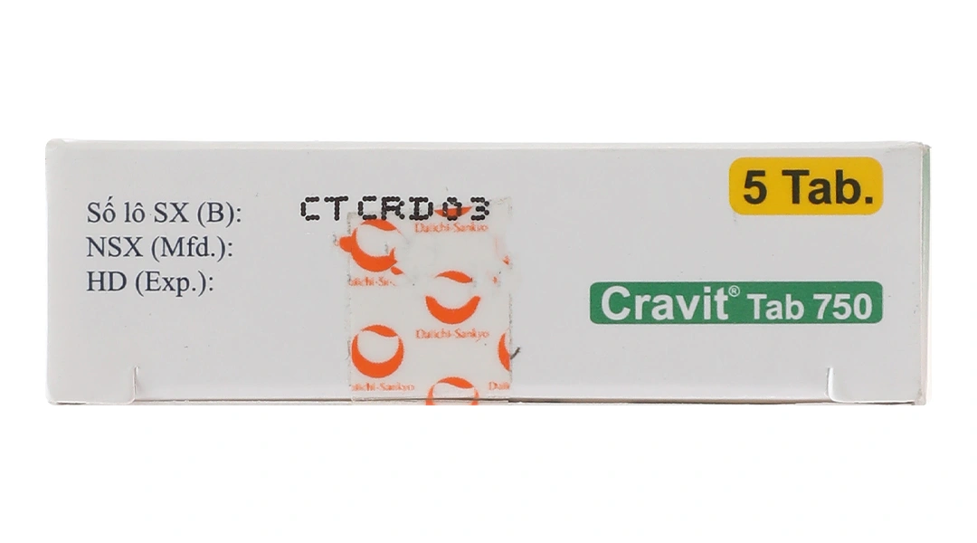 Cravit Tab 750 trị nhiễm khuẩn nhẹ, trung bình và nghiêm trọng (1 vỉ x 5 viên) - 5