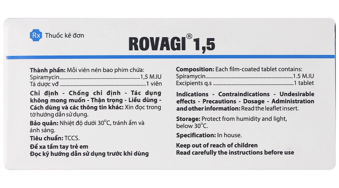 Rovagi 1,5 trị nhiễm khuẩn (2 vỉ x 10 viên) - 2