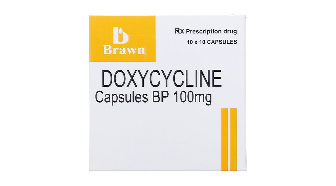 Doxycycline Capsules BP Brawn 100mg trị nhiễm khuẩn (10 vỉ x 10 viên) - 1