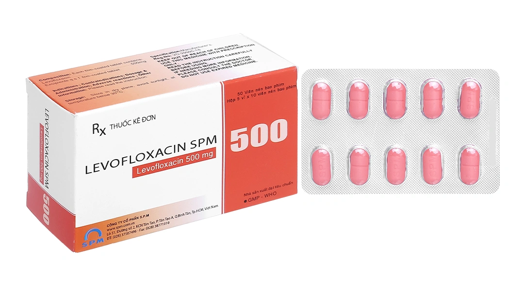 Levofloxacin SPM 500 trị nhiễm khuẩn (5 vỉ x 10 viên) - 