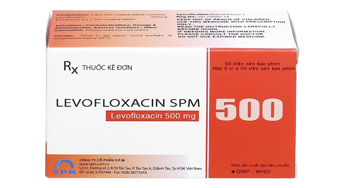 Levofloxacin SPM 500 trị nhiễm khuẩn (5 vỉ x 10 viên) - 1