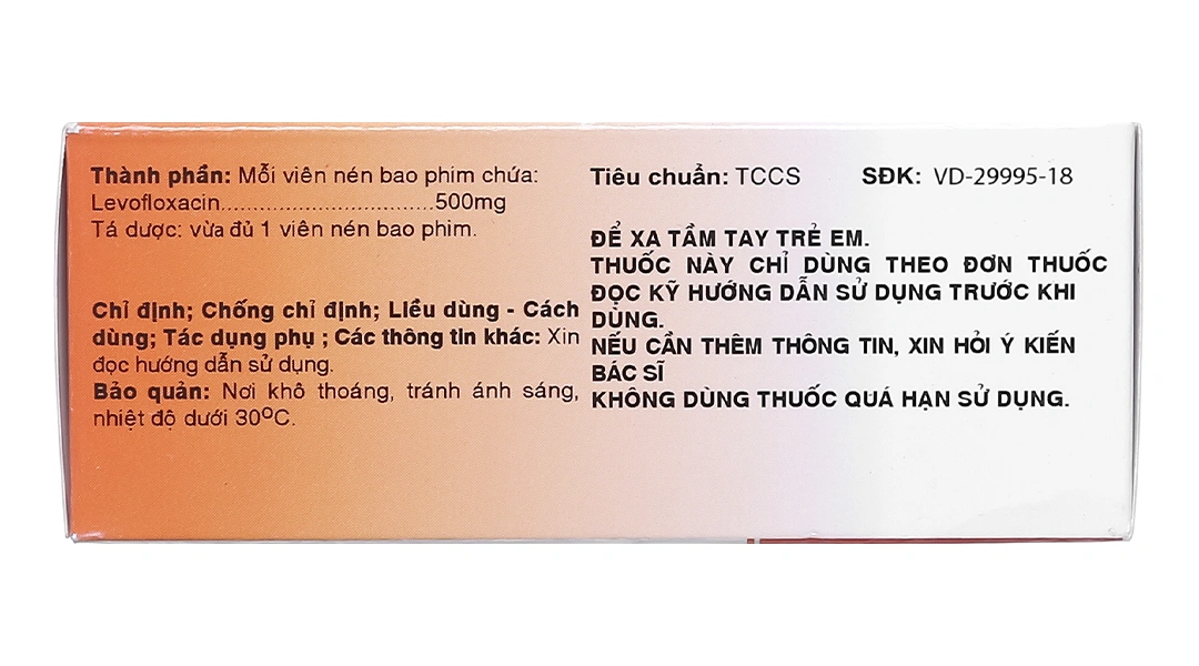 Levofloxacin SPM 500 trị nhiễm khuẩn (5 vỉ x 10 viên) - 3