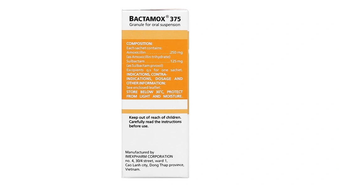 Cốm pha hỗn dịch uống Bactamox 375 trị nhiễm khuẩn (12 gói x 1.2g) - 2