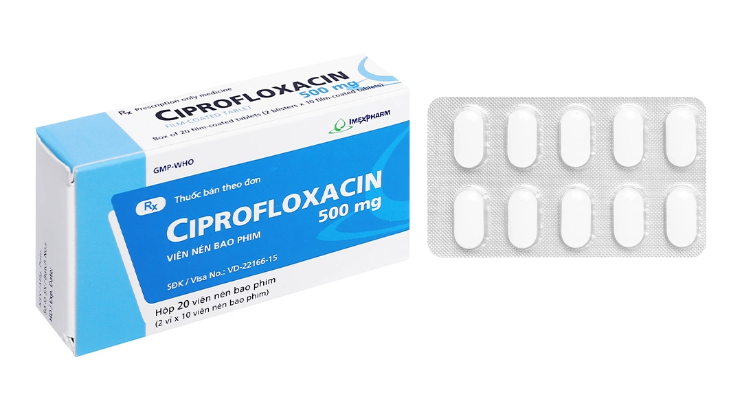 Ciprofloxacin 500mg Imexpharm trị nhiễm khuẩn (2 vỉ x 10 viên) - 