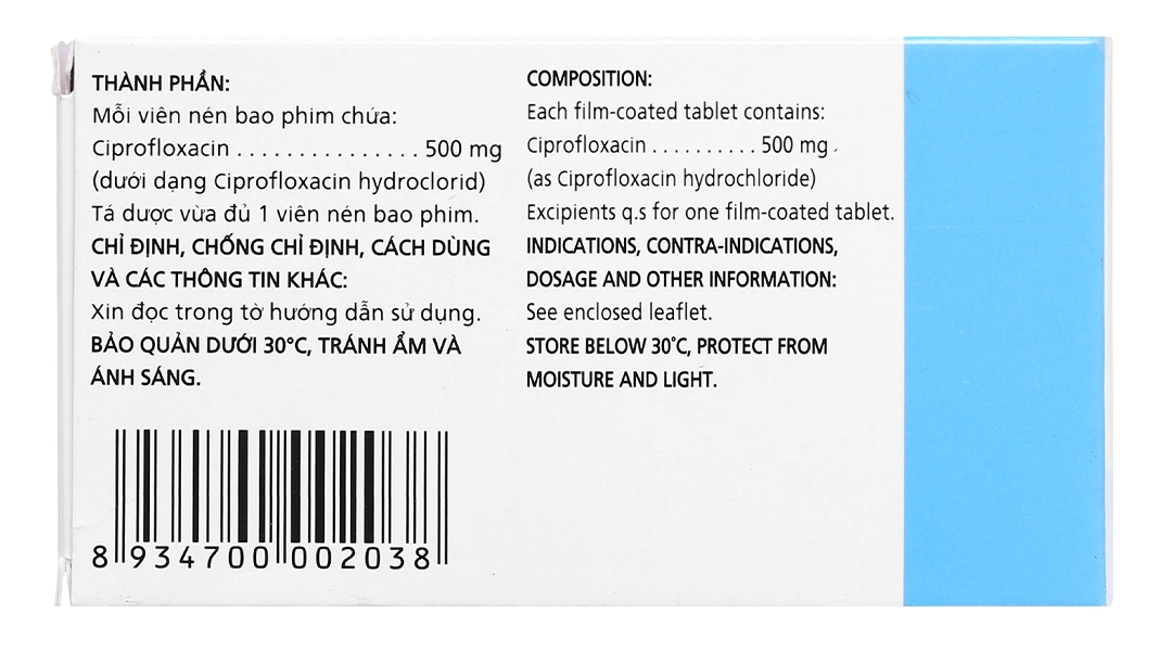 Ciprofloxacin 500mg Imexpharm trị nhiễm khuẩn (2 vỉ x 10 viên) - 2