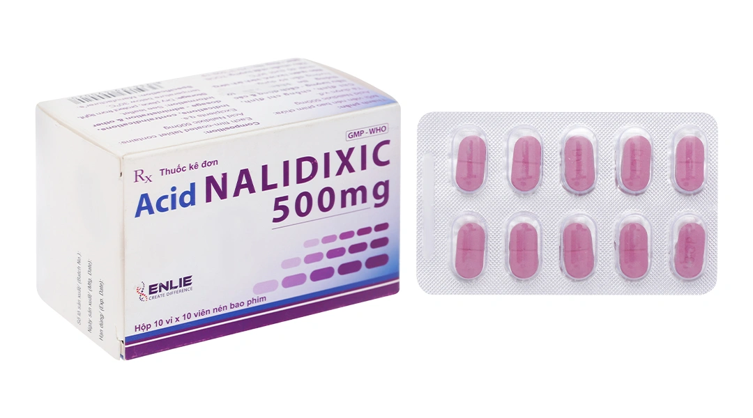 Acid Nalidixic Becamex 500mg trị nhiễm khuẩn đường tiết niệu dưới (10 vỉ x 10 viên) - 