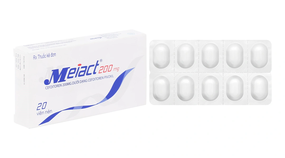 Meiact 200mg trị viêm amidan, viêm họng (2 vỉ x 10 viên) - 