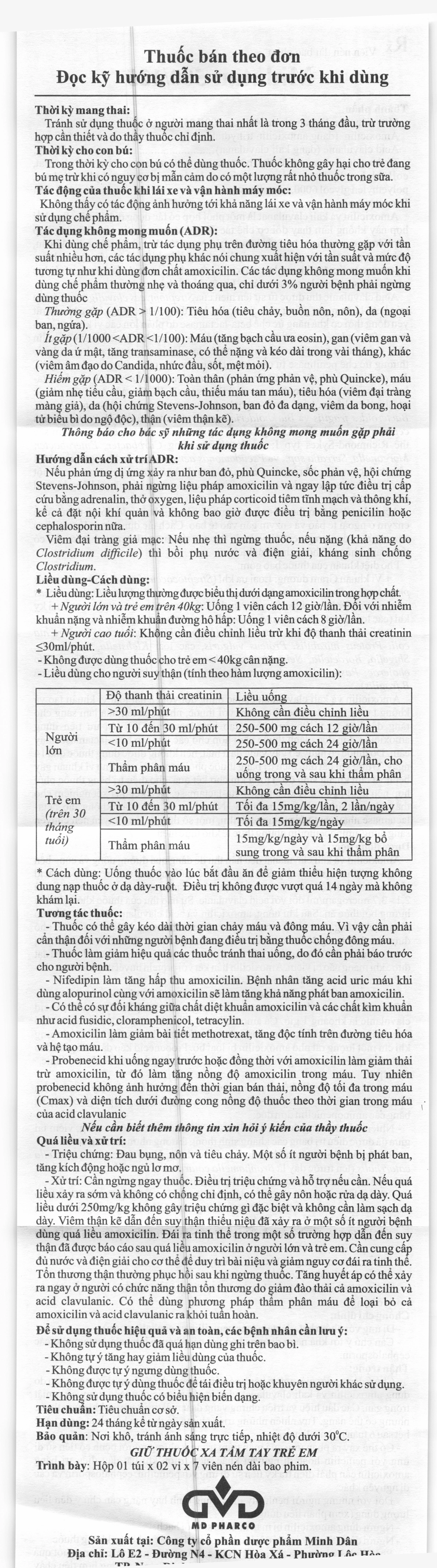 Midatan 500/125 trị nhiễm khuẩn (2 vỉ x 7 viên) - 5