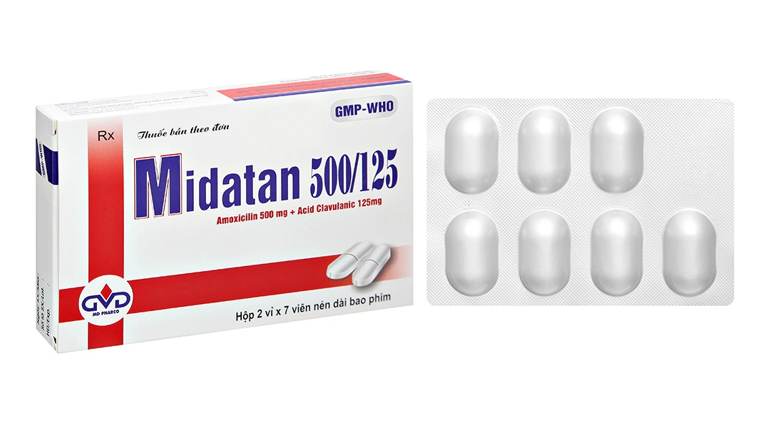 Midatan 500/125 trị nhiễm khuẩn (2 vỉ x 7 viên) - 