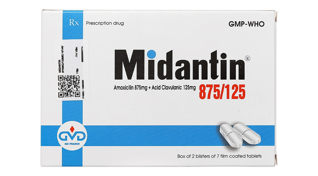 Midantin 875/125 trị nhiễm khuẩn (2 vỉ x 7 viên) - 1