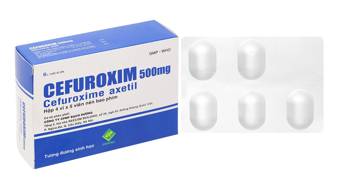 Cefuroxim Vidipha 500mg trị nhiễm khuẩn (4 vỉ x 5 viên) - 