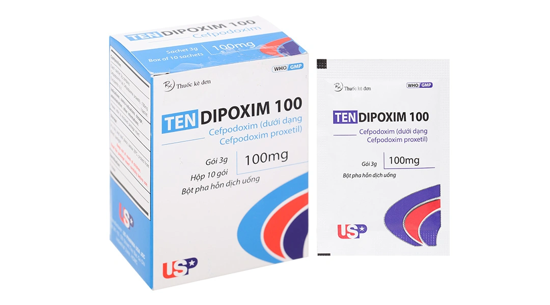 Bột pha hỗn dịch uống Tendipoxim 100 trị nhiễm khuẩn (10 gói x 3g) - 