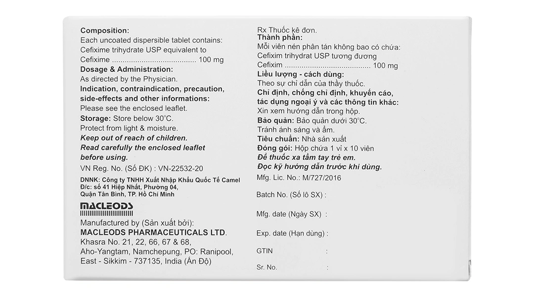 Mactaxim 100 DT trị nhiễm khuẩn (1 vỉ x 10 viên) - 1
