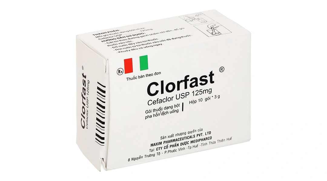 Bột pha hỗn dịch uống Clorfast 125mg trị nhiễm khuẩn (10 gói x 3g) - 1