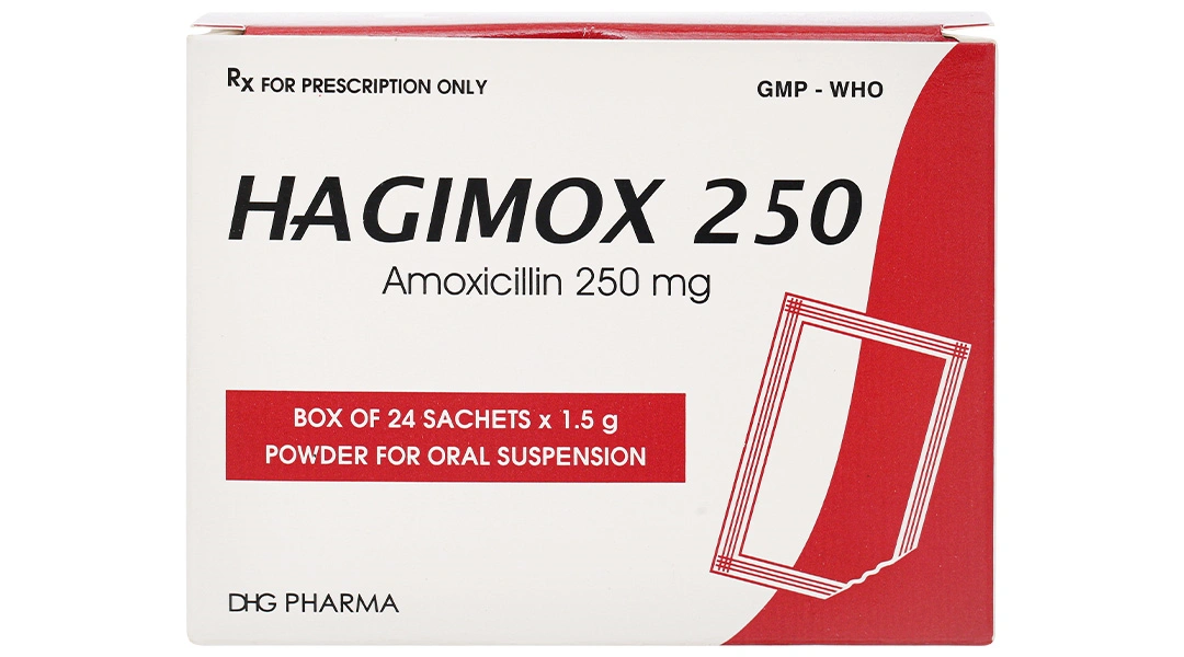 Bột pha hỗn dịch uống Hagimox 250 trị nhiễm khuẩn (24 gói x 1.5g) - 1