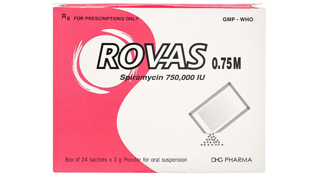 Bột pha hỗn dịch uống Rovas 0.75M trị nhiễm khuẩn (24 gói x 3g) - 1