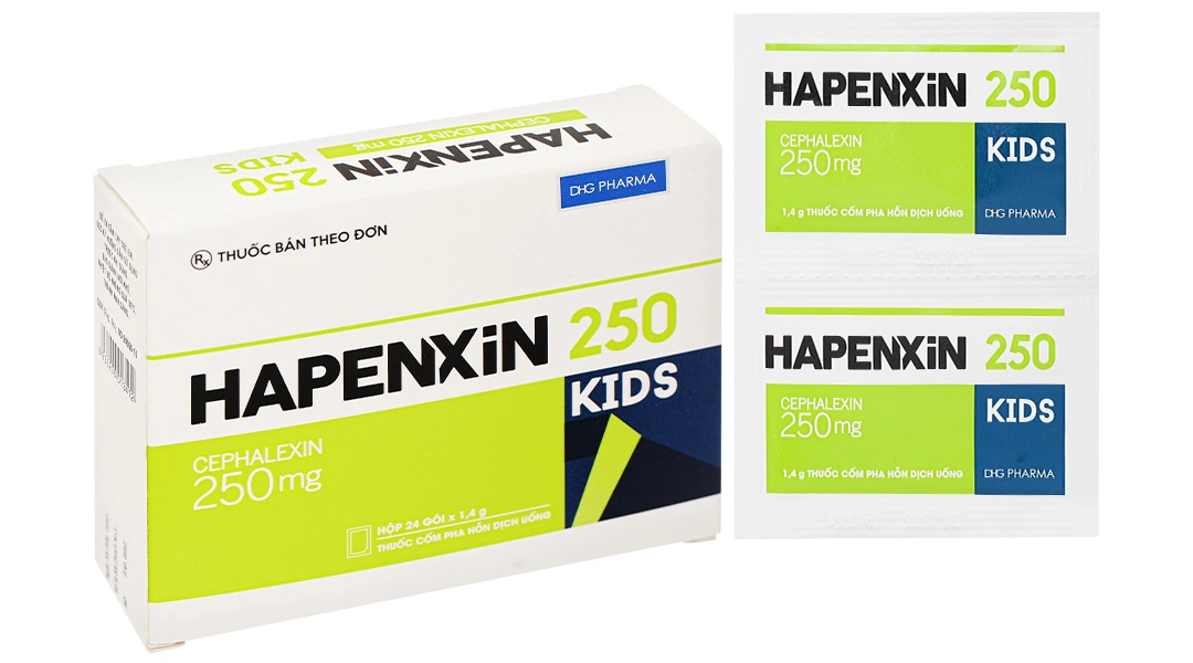 Cốm pha hỗn dịch uống Hapenxin 250 Kids trị nhiễm khuẩn (24 gói x 1.4g) - 
