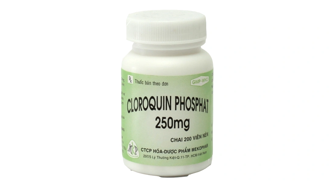 Cloroquin Phosphat Mekophar 250mg trị sốt rét cấp, viêm khớp dạng thấp lọ 200 viên - 
