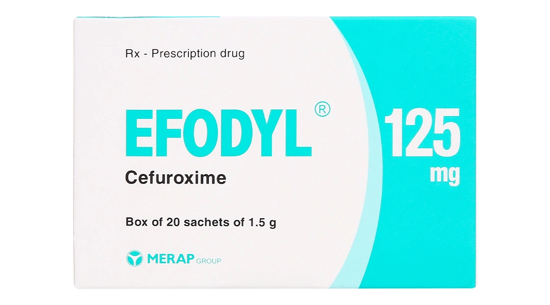 Cốm pha hỗn dịch uống Efodyl 125mg trị nhiễm khuẩn thể nhẹ đến vừa (20 gói x 1.5g) - 1