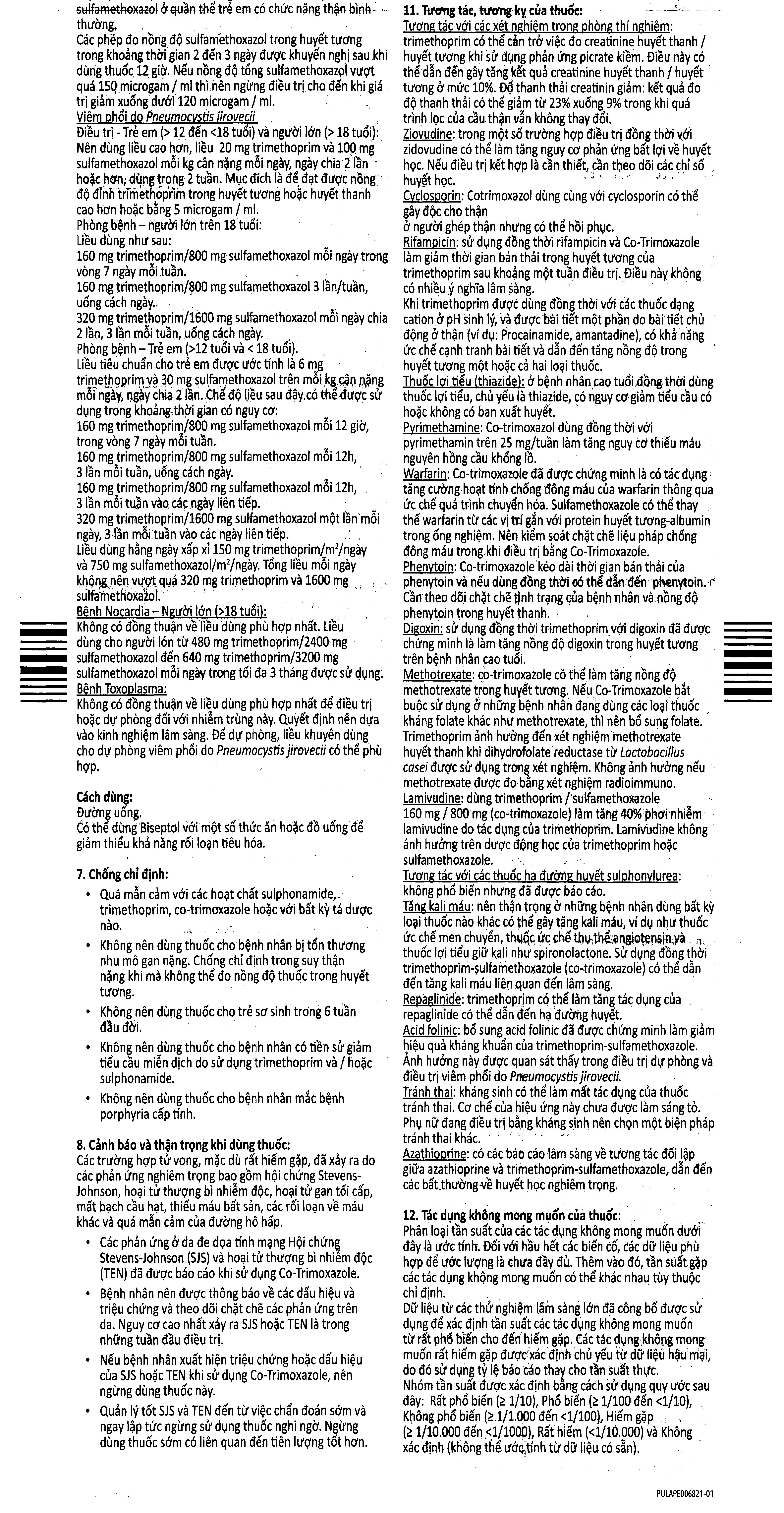 Biseptol 480 trị nhiễm khuẩn (1 vỉ x 20 viên) - 6