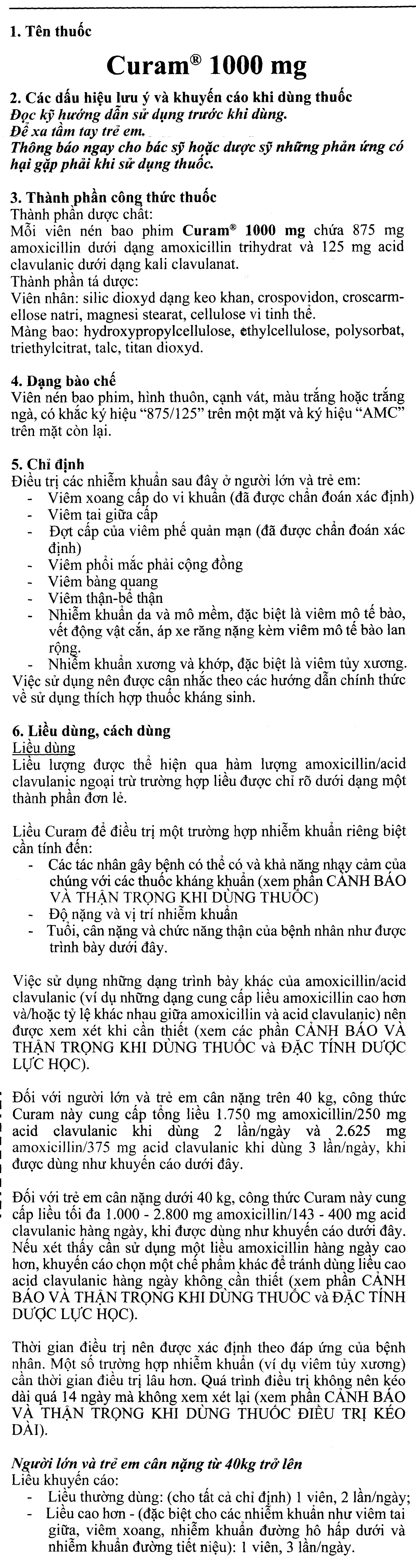 Curam 1000mg trị nhiễm khuẩn (10 vỉ x 8 viên) - 4
